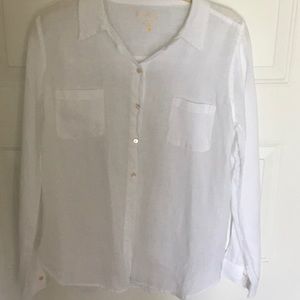 Lilly Pulitzer light white linen shirt Ls size M